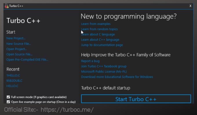 Turbo C++ Dashboard